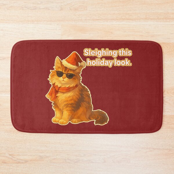 Item preview, Sleighing This Holiday Look – Cool Christmas Cat in Santa Hat & Sunglasses designed and sold by MagicMeow1.