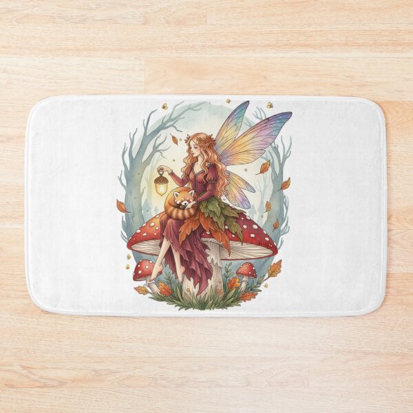 Item preview, Amy Brown Inspired Autumn Mushroom Fairy Sticker – Red Panda Lantern Whimsical Watercolor Fantasy Tee designed and sold by GeniePixel.