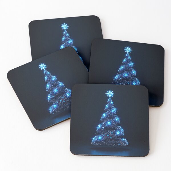 Item preview, Futuristic Blue Digital Christmas Tree with Glowing Particles and Luminous Star designed and sold by PixelVibe782.