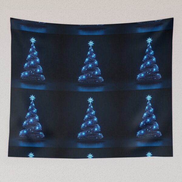 Item preview, Futuristic Blue Digital Christmas Tree with Glowing Particles and Luminous Star designed and sold by PixelVibe782.