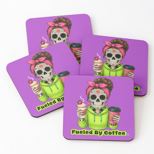 Item preview, Fueled By Coffee Lady Skull designed and sold by JoysByTanja.