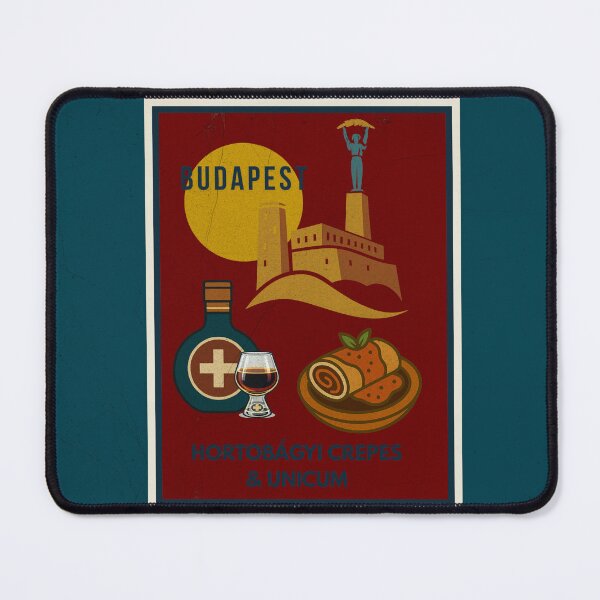 Item preview, Budapest Hortobágyi Crepes & Unicum Poster — Art Deco Citadel Culture Print designed and sold by IdolejaArt.