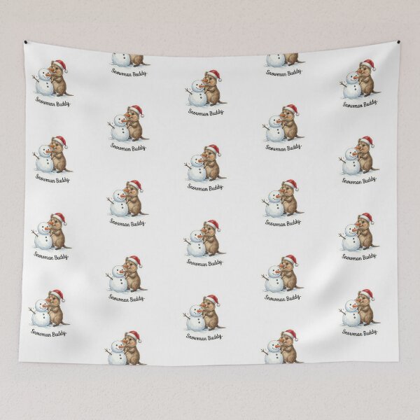 Item preview, Quokka Building a Snowman – Cute Winter Friend Christmas Art designed and sold by MiszungART.