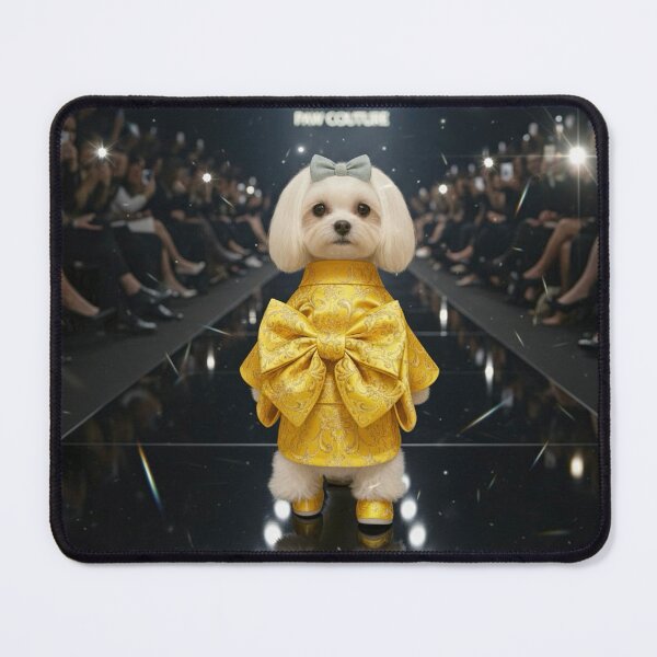 Item preview, Runway Puppy Queen – Luxury Dog Fashion Art, Golden Bow Pet Illustration, Trendy Animal Design designed and sold by Sim shin.