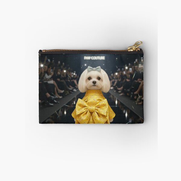 Item preview, Runway Puppy Queen – Luxury Dog Fashion Art, Golden Bow Pet Illustration, Trendy Animal Design designed and sold by Sim shin.