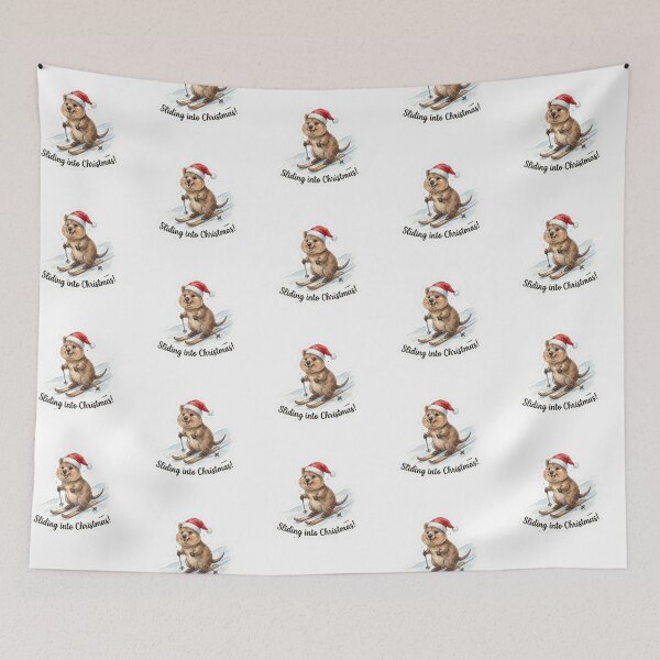 Item preview, Skiing Quokka – Sliding into Christmas Holiday Illustration designed and sold by MiszungART.