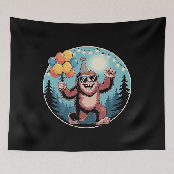 Item preview, Bigfoot Party Vibes Birthday Balloons Forest Fun designed and sold by lilLilaBatArt.