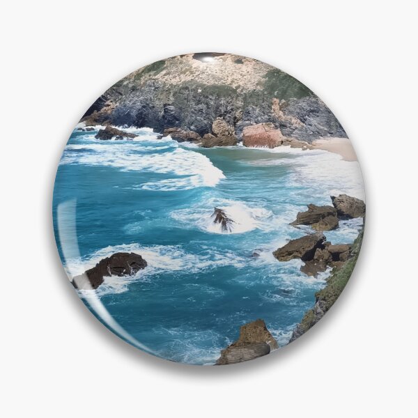 Item preview, Rocky coastal cliffs in southwest Portugal – waves & wild plants designed and sold by TheArtofHeart.