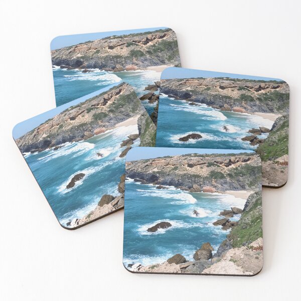 Item preview, Rocky coastal cliffs in southwest Portugal – waves & wild plants designed and sold by TheArtofHeart.