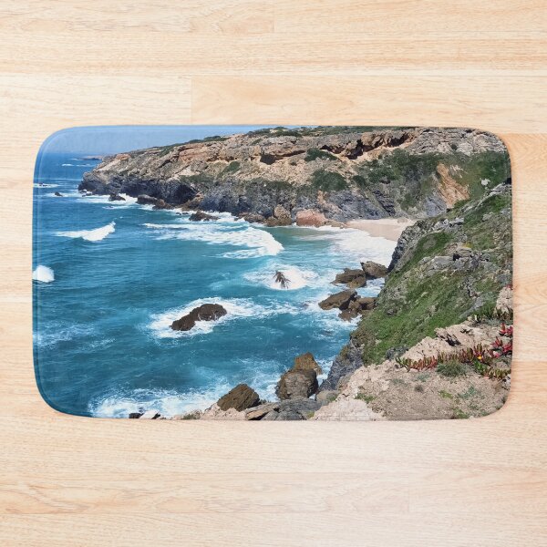 Item preview, Rocky coastal cliffs in southwest Portugal – waves & wild plants designed and sold by TheArtofHeart.