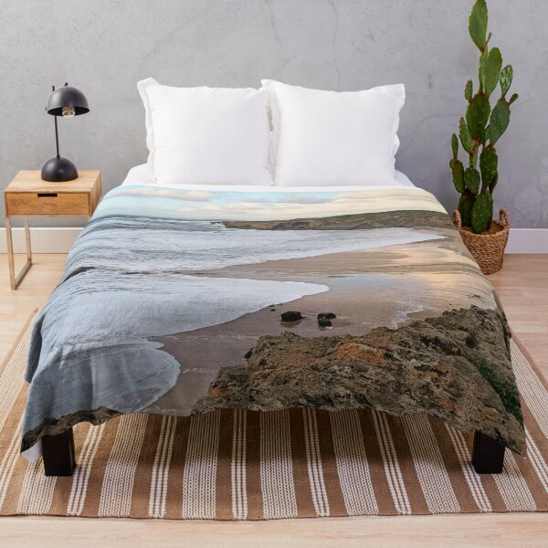 Item preview, Hidden cove on Portugal's coast – river meets sea & cliffs designed and sold by TheArtofHeart.