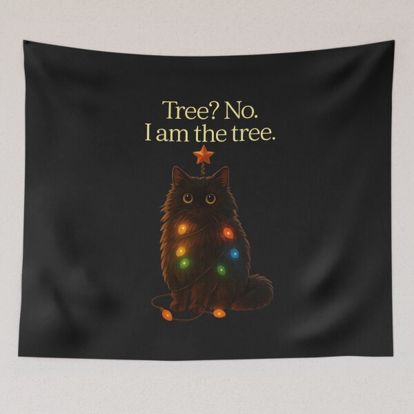 Item preview, Tree? No. I Am the Tree – Cute Black Cat Christmas Lights Funny Holiday Design designed and sold by MagicMeow1.