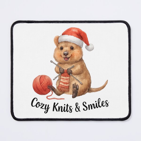 Item preview, Knitting Quokka – Cozy Winter Craft Christmas Illustration designed and sold by MiszungART.
