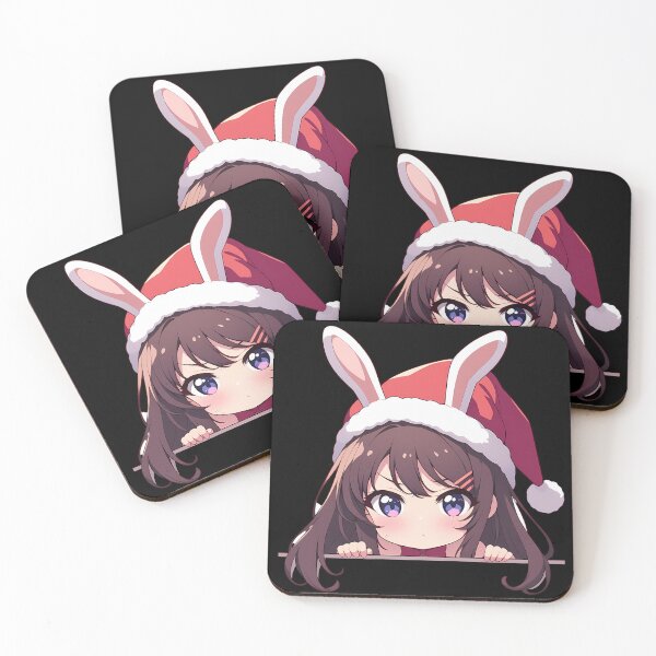 Item preview, Mai Sakurajima Bunny Girl Senpai Chibi Kawaii Christmas Peeker Anime Girl Holiday Sweetness designed and sold by thedarvills.