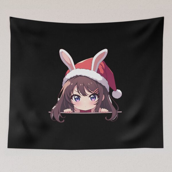 Item preview, Mai Sakurajima Bunny Girl Senpai Chibi Kawaii Christmas Peeker Anime Girl Holiday Sweetness designed and sold by thedarvills.