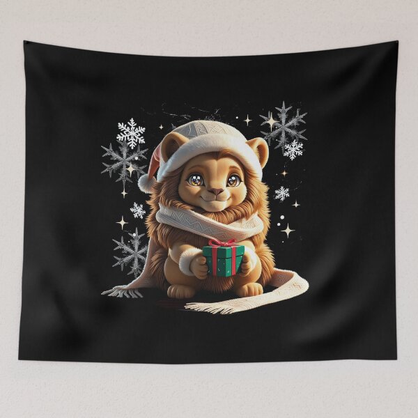 Item preview, Kawaii Winter Lion, Gift in a Snowy Land, Winter Magic with a Cute Lion designed and sold by CrisMor-Art.