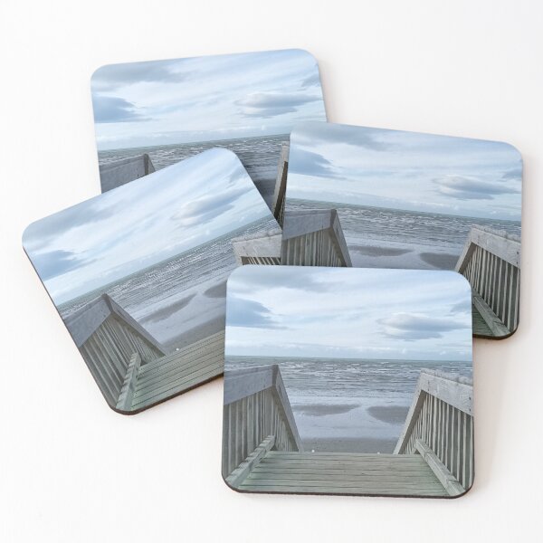 Item preview, Coastal boardwalk to the beach under soft light designed and sold by TheArtofHeart.