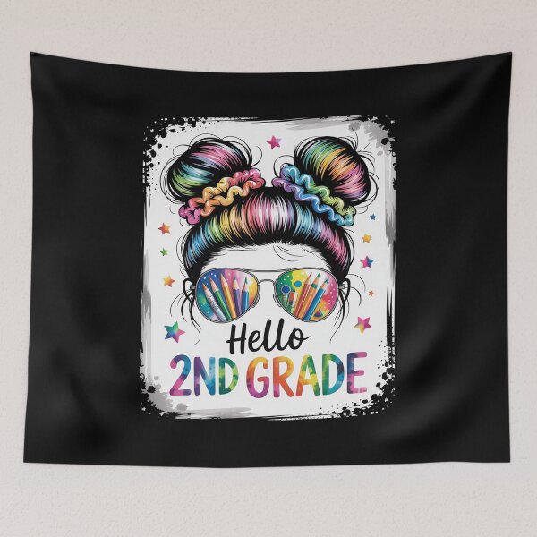 Item preview, Hello 2Nd Grade Messy Hair Bun Girl Back To School designed and sold by MaryoKing.