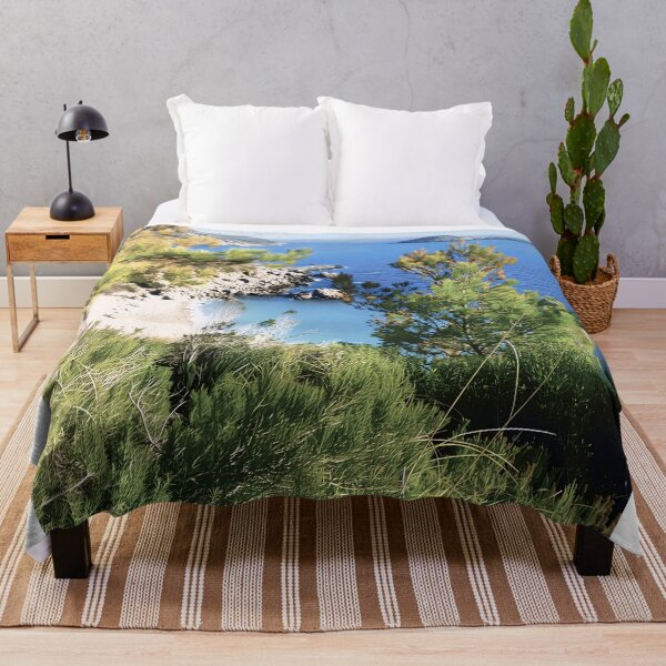 Item preview, Coastal hiking trail with pine trees and turquoise bays designed and sold by TheArtofHeart.