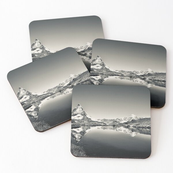 Item preview, Matterhorn reflection – tranquility over Zermatt in black and white / Swiss Artwork Photography designed and sold by Raphael Wolf.