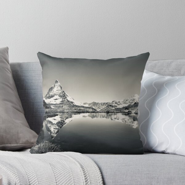 Item preview, Matterhorn reflection – tranquility over Zermatt in black and white / Swiss Artwork Photography designed and sold by Raphael Wolf.
