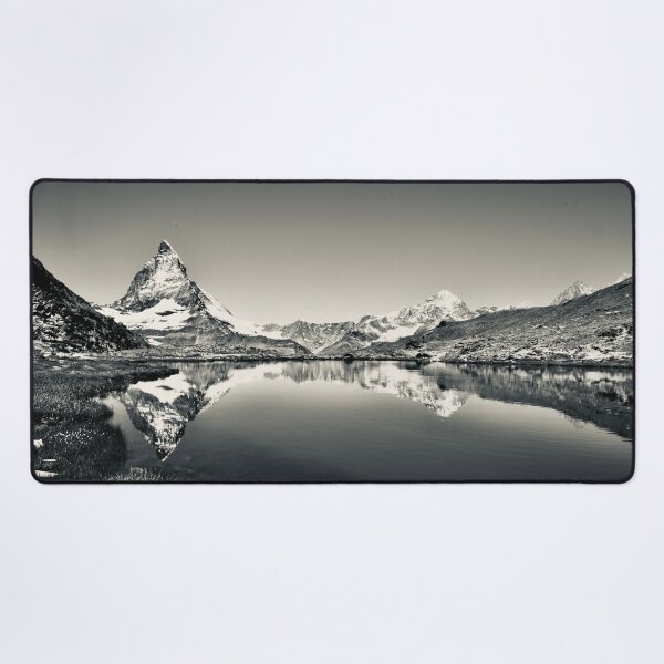Item preview, Matterhorn reflection – tranquility over Zermatt in black and white / Swiss Artwork Photography designed and sold by Raphael Wolf.