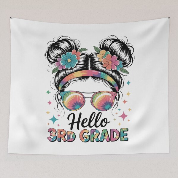 Item preview, Hello 3Rd Grade Messy Hair Bun Back To School designed and sold by MaryoKing.