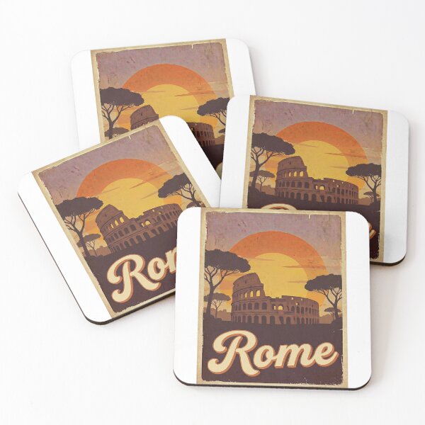 Item preview, Vintage Rome Sunset Colosseum & Pines Retro Travel Poster designed and sold by EverBranz-stor.