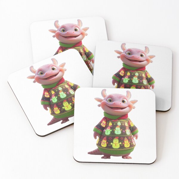 Item preview, Festive Axolotl with Snowman Sweater – Cute Xmas Amphibian Illustration designed and sold by MadeByACJ.