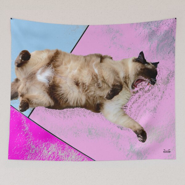 Item preview, Siamese cat in drama – Expressive moment on colorful tiles / Swiss Artwork Photography designed and sold by Raphael Wolf.