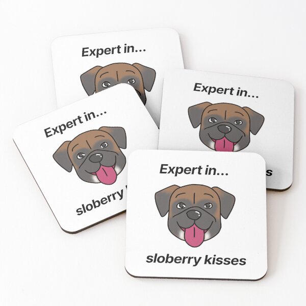 Item preview, Funny Boxer - "Expert in sloberry kisses" - funny cartoon dog design designed and sold by Crack-in-Colors.