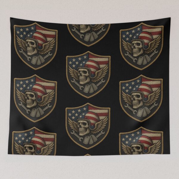 Item preview, Skull Brigade wings and bandana USA patch designed and sold by LaNadaYFundante.