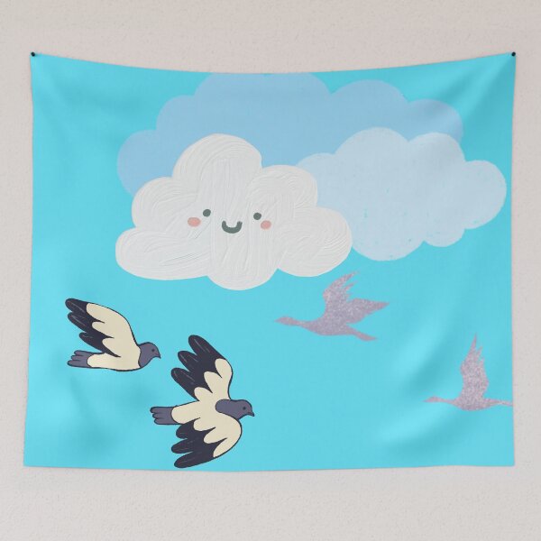 Item preview, Cute Smiling Cloud with Birds designed and sold by TracedBySun.