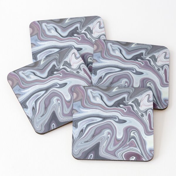 Item preview, Flowing waves, liquid art, abstract, modern in shades of purple and grey. designed and sold by Susanna Schorr.