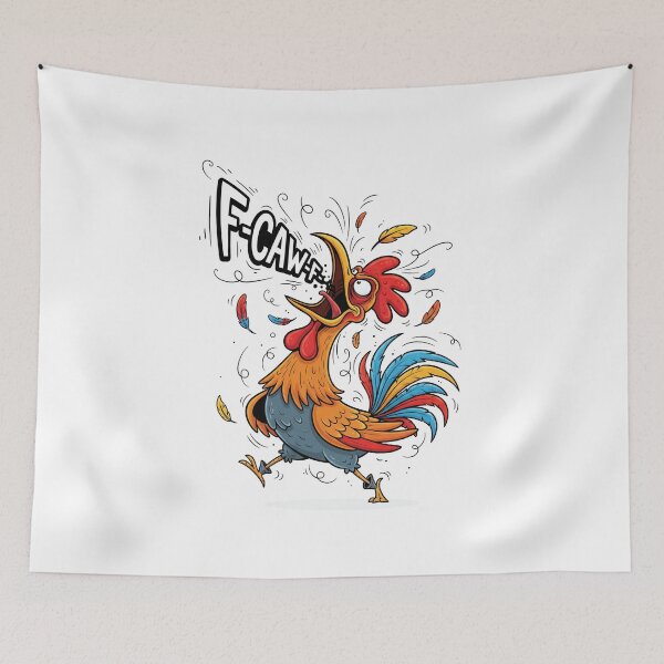 Item preview, F-CAW-F Crazy Rooster – Funny Cartoon Chicken Meme designed and sold by bennasener.