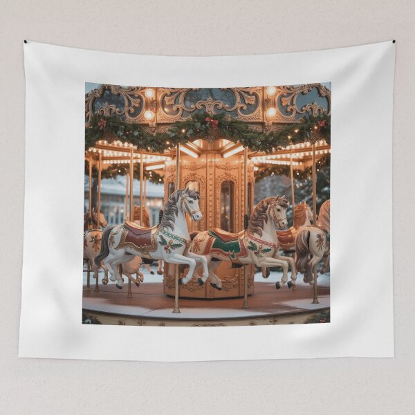 Item preview, Vintage Carousel With Golden Lights designed and sold by ArtQueen777.