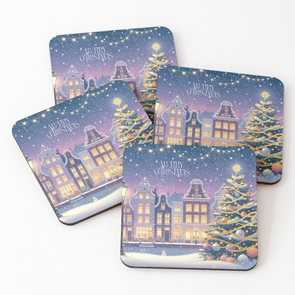 Item preview, Magical Amsterdam in the Snow – Dutch Christmas City Scene with Canals and Tree Lights designed and sold by Sugar Wisdom .