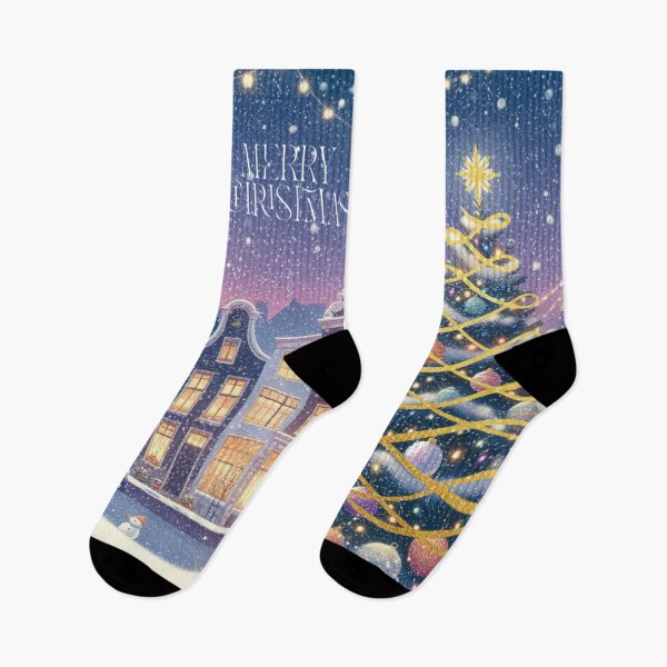 Item preview, Magical Amsterdam in the Snow – Dutch Christmas City Scene with Canals and Tree Lights designed and sold by Sugar Wisdom .