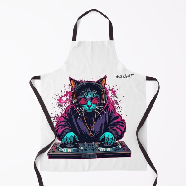 Item preview, Cool Neon DJ Cat Spinning Vinyl in Retro Street Style designed and sold by HeavyFeatherz.