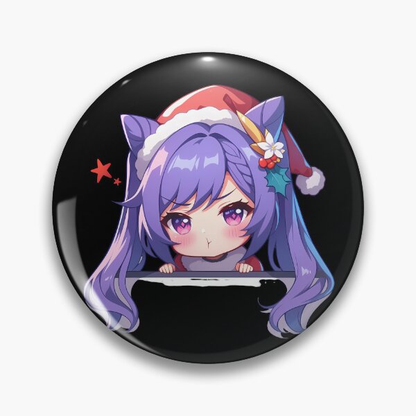 Item preview, Keqing Genshin Impact Game Christmas Peeker Chibi Kawaii Holiday Anime Girl designed and sold by Raslbazola.