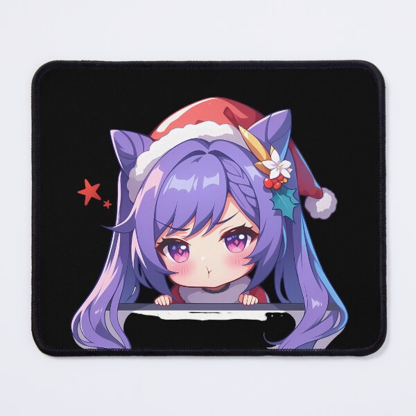 Item preview, Keqing Genshin Impact Game Christmas Peeker Chibi Kawaii Holiday Anime Girl designed and sold by Raslbazola.