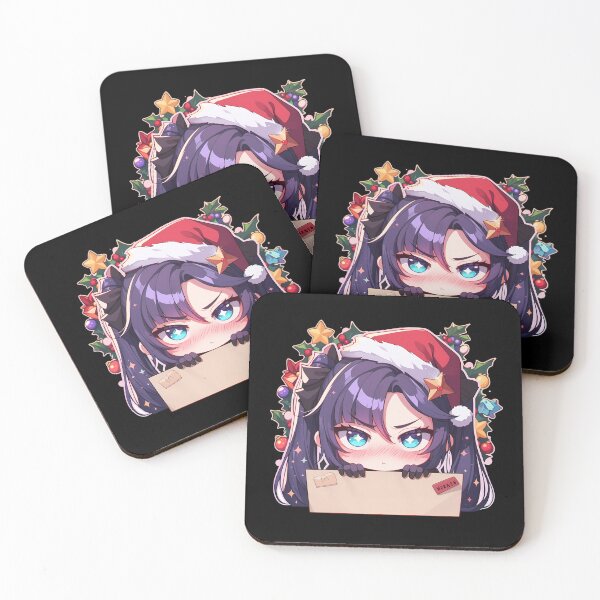 Item preview, Mona Genshin Impact Game Christmas Peeker Chibi Kawaii Holiday Anime Girl designed and sold by Raslbazola.