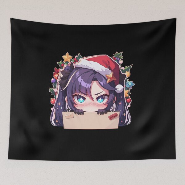 Item preview, Mona Genshin Impact Game Christmas Peeker Chibi Kawaii Holiday Anime Girl designed and sold by Raslbazola.