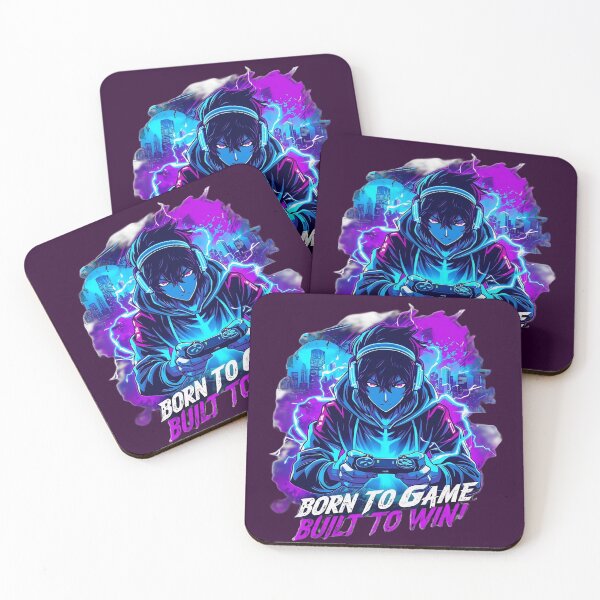Item preview, BORN TO GAME BUILT TO WIN Neon Anime Gamer E-Sports Art designed and sold by MugenAnime.