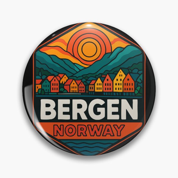 Item preview, Bergen Cityscape Norway Retro Travel designed and sold by TomFrontierArt.