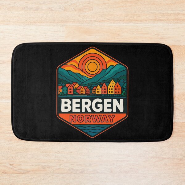 Item preview, Bergen Cityscape Norway Retro Travel designed and sold by TomFrontierArt.