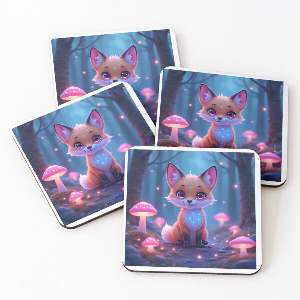 Item preview, Neon Baby Fox – Glowing Forest Animal | Cute Bioluminescent Fox Sticker | Pastel Neon Kawaii Creature designed and sold by PodXDesigns.