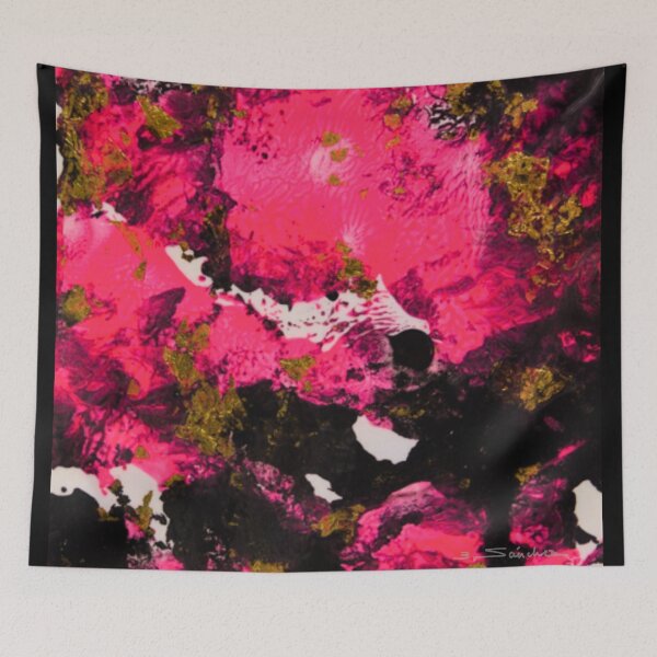 Item preview, Fuchsia Gold Abstract – Vibrant Textured Art by B. Sánchez designed and sold by TouchByPearl.