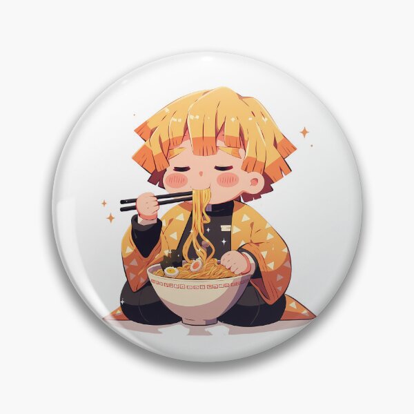 Item preview, Zenitsu Agatsuma Demon Slayer Anime Kawaii Chibi Ramen Moment designed and sold by Raslbazola.