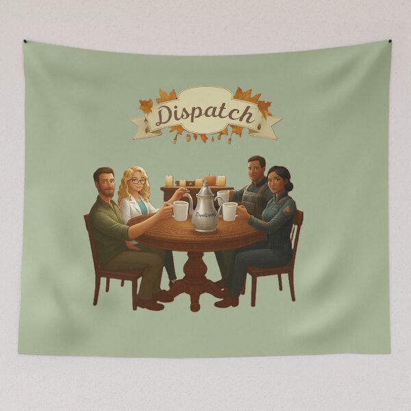 Item preview, Dispatch – Cozy Team Gathering Around Coffee Table designed and sold by DroolWorthyUS.